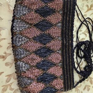 Vintage Delill Beaded Evening Bag Hand Made Hong Kong Art Deco Harlequin Purse